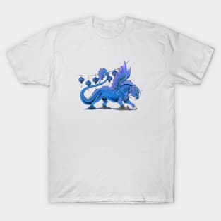 Fierce Blue Oriental Lion Dragon T-Shirt